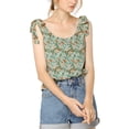 thumbnail image 3 of DARING DIVA Women's Floral Sleeveless Bow Tie Decor Tank Tops Blouse S Green, 3 of 7