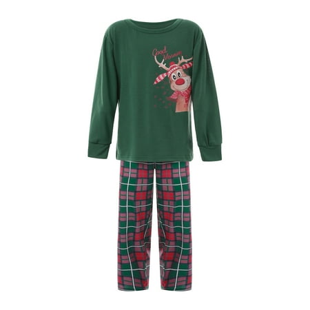 

Puloru Parent-Children Christmas Pajama Tops + Plaid Pants
