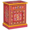 thumbnail image 1 of vidaXL Bedside Cabinet Solid Mango Wood Pink Hand Painted, 1 of 4