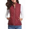 thumbnail image 1 of Chaleco Acolchado con Cuello Alto, Cremallera y Bolsillos para Mujer Rojo Vino XXL, 1 of 10