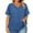 Blue, variant on Fanxing Plus Size Tops For Women Tunics Gray Buttons V Neck Dressy Blouses Short Sleeve Tshirts