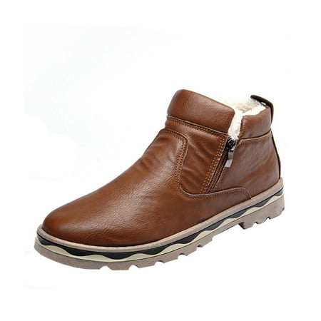 

NICEXMAS 1 Pair Men Winter Warm Shoe Boots Flat Shoes Fashion Casual Leather Shoes Size 42 (Brown)