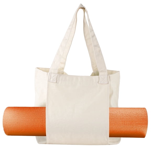 All-in-One Canvas Yoga Tote Bag with Mat Carrier - Large Gym & Travel Tote with Pockets | Women's Pilates Tote Bag for Mat, Yoga Blocks, Shoes & Essentials