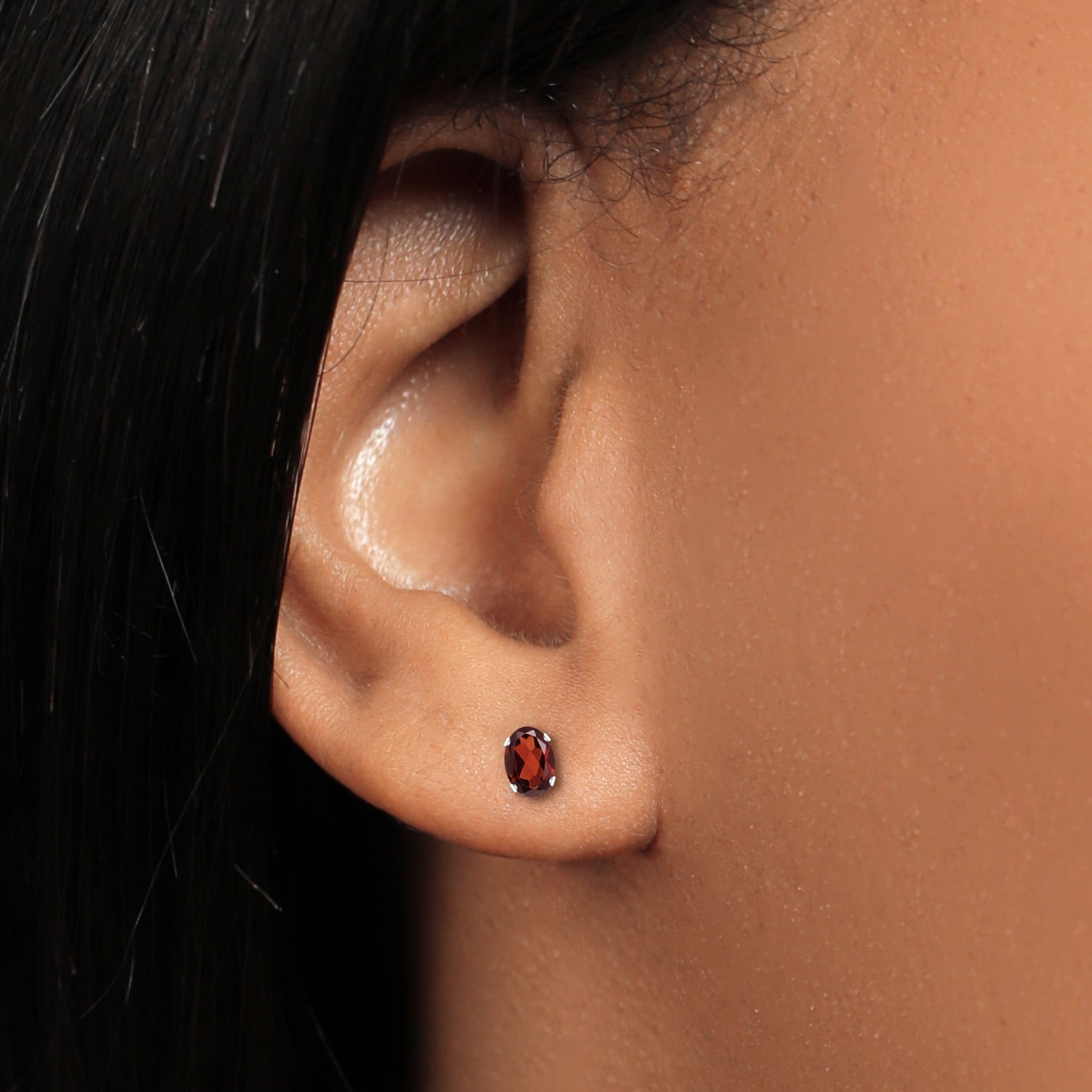 Gem Stone King 925 Sterling Silver Garnet Stud Earrings for Women Men (1.80 Cttw, Gemstone Birthstone, Oval 7X5MM)