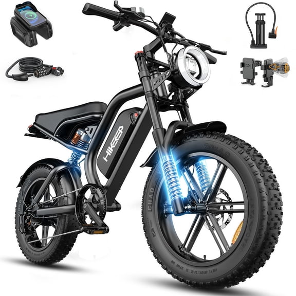 20x4.0 Fat Tire Adult Off-Road Mountain E-Bike, 1500W Peak Motor, Full Suspension, UL2849 Certified, 48V 15Ah Removable Battery