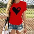 thumbnail image 2 of Gibobby Camiseta de manga corta para mujer Blusa con cuello en O Blusa con estampado en forma de corazón Camiseta con mangas para mujer Blusa corta informal p(Rojo,G), 2 of 4