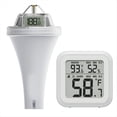 thumbnail image 1 of Floating Pool Thermometer Outdoor Pool Temperature Sensor Indoor Humidity Monitor Accurate Water and Air Temp Readings,1 x indoor temperature host 1 x outdoor sensor,White, 1 of 8