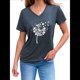 thumbnail image 1 of Camiseta de Mujer con Cuello en V y Temática Natural para Espíritus y Almas Errantes. Azul Marino M, 1 of 4