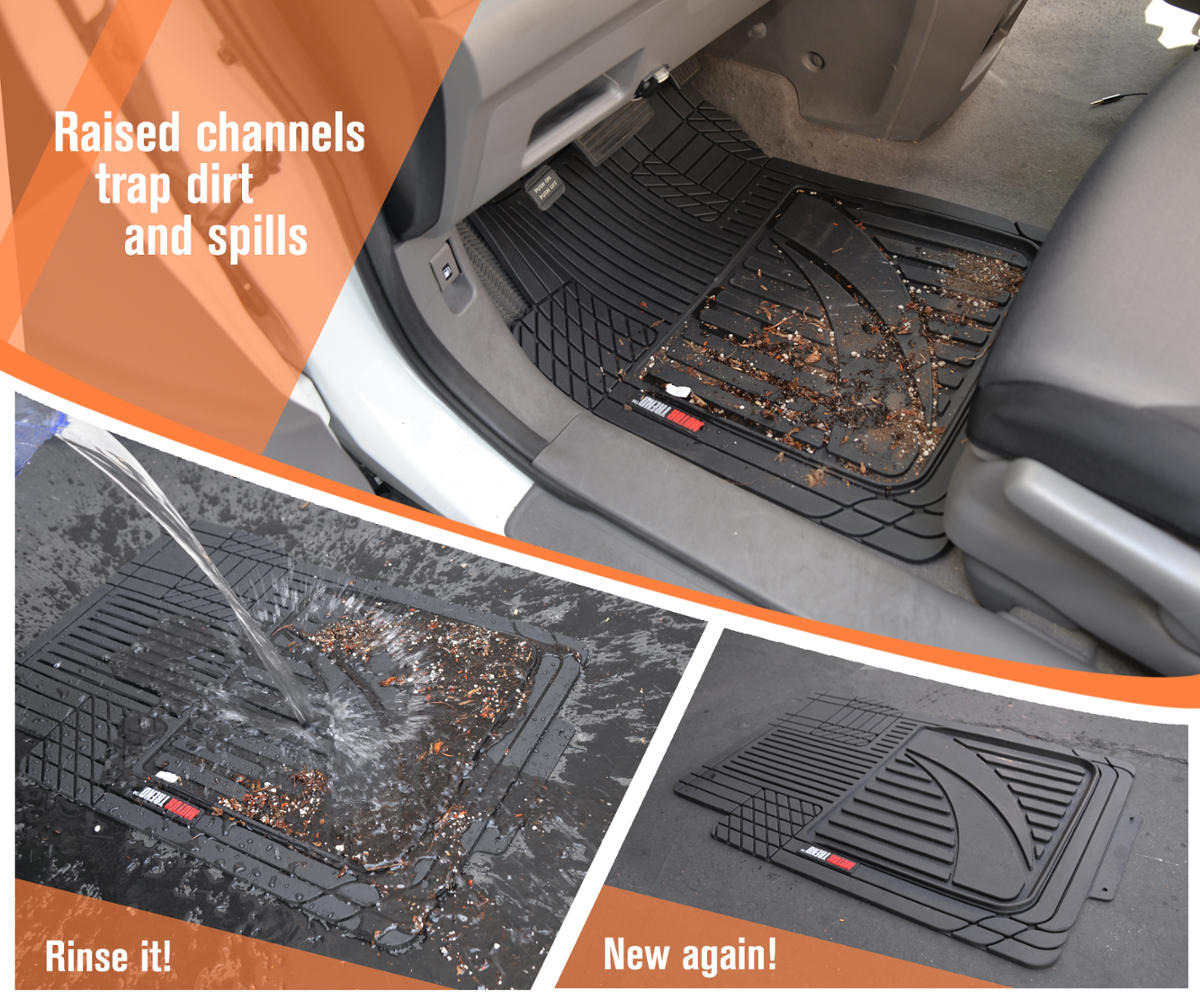 Motor Trend All Weather HD Rubber Floor Mats For Car, SUV, Van, Truck – With Trunk Mat