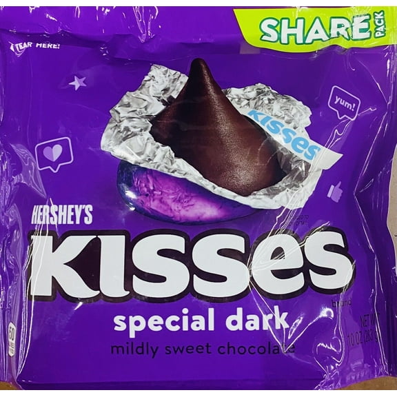Hershey's Kisses SPECIAL DARK Mildly Sweet Chocolate Candy SHARE PACK 10 Oz Bag