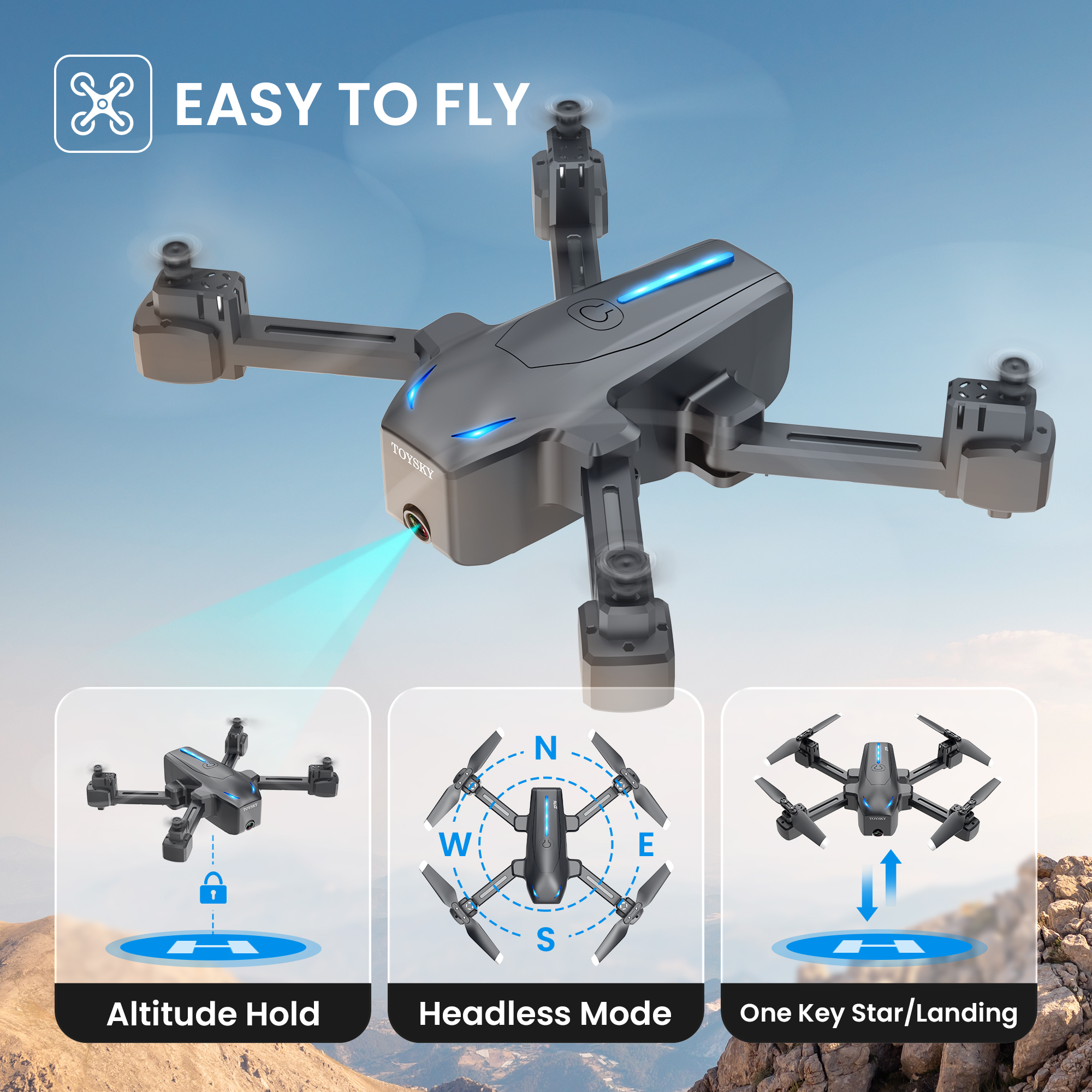 S176G GPS Drone with 4K Camera for Adults, RC Qudcopter with Auto Return  Home, Smart Follow Me, Batteries and Carry Bag, Black