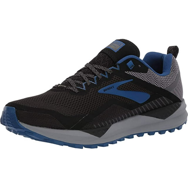 Brooks Men's Cascadia 14 GTX Running Shoe, Black/Grey/Blue, 8.5 D(M) US