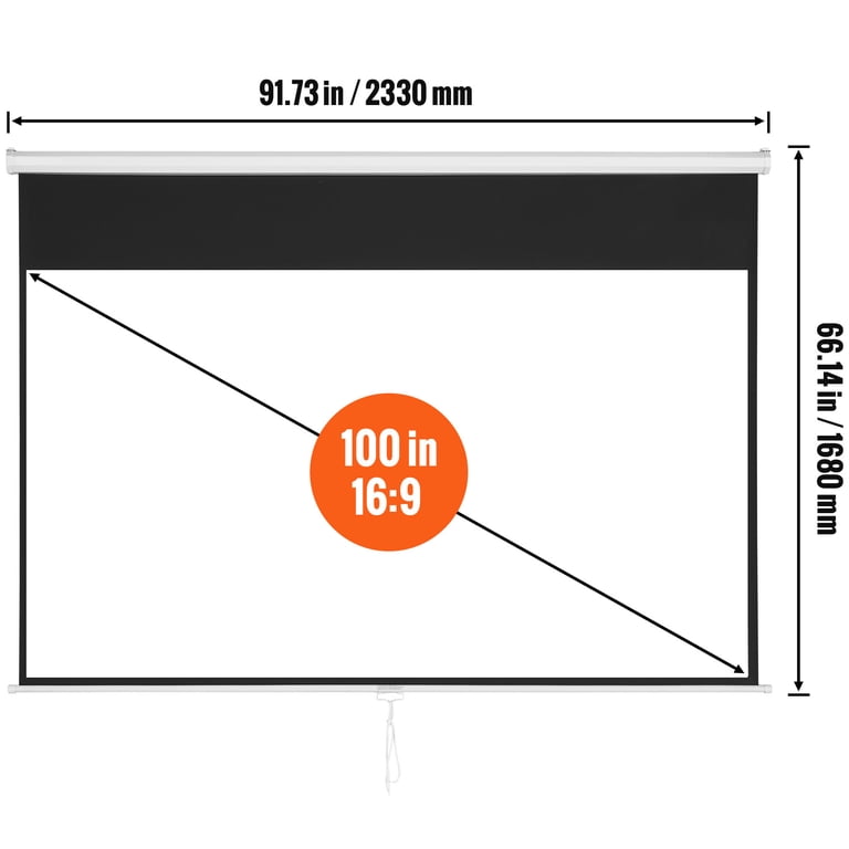 KFFKFF 100" Manual Pull Down Projector Screen 16:9 4K photo 4