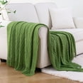 thumbnail image 2 of Battilo Green Throw Blanket Textured Soft Lightweight Sofa Couch Throws Decorative Knitted Blanket, 50"x60", 2 of 7