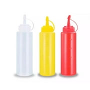 3-Pack 8 oz BPA-Free Condiment Squeeze Bottles – Leak-Proof with Scale Line for Sauces, Dressings & Crafts TIKA