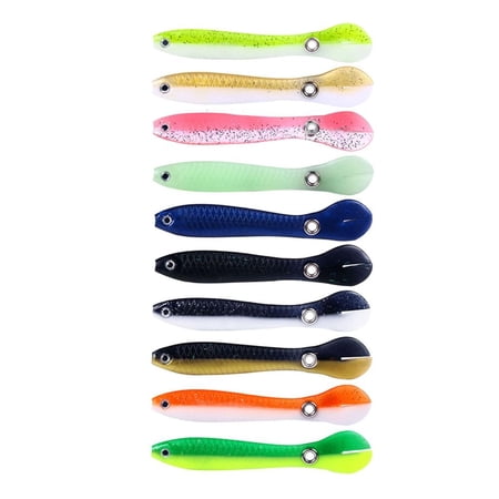 YIGSECU 10 Pcs Soft Plastic Fishing Lures Worm Baits Jigging Wobbler Fishing Lures Artificial Swimbaits for Saltwater Fishing