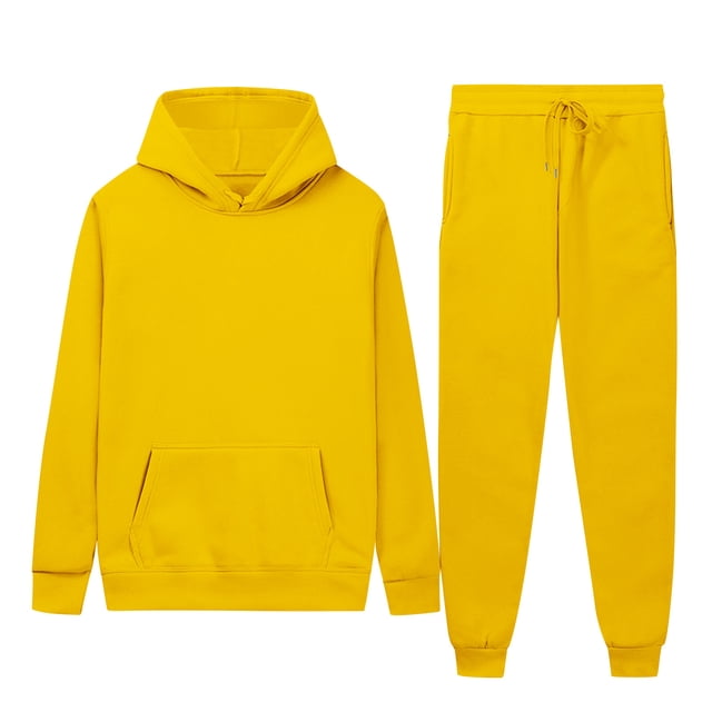 Weiqiqre Sweatsuits for Men Solid Color Loose Fit Basic Pullover Hoodies Sweatshirt Sport Jogging Suits