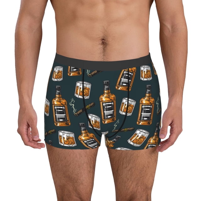 Fotbe Cigar Pattern Men’s Total Support Pouch Boxer Briefs, X-Temp Cooling, Moisture-Wicking Underwear, Regular, Long-leg and Trunk-Small
