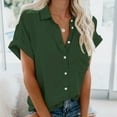 thumbnail image 2 of vigerkar Womens Short Sleeve Button Down Shirts Stretch Oxford Shirts Cotton Dress Shirt Collared Blouse Formal Work Tunic Tops Green, XXL, 2 of 4