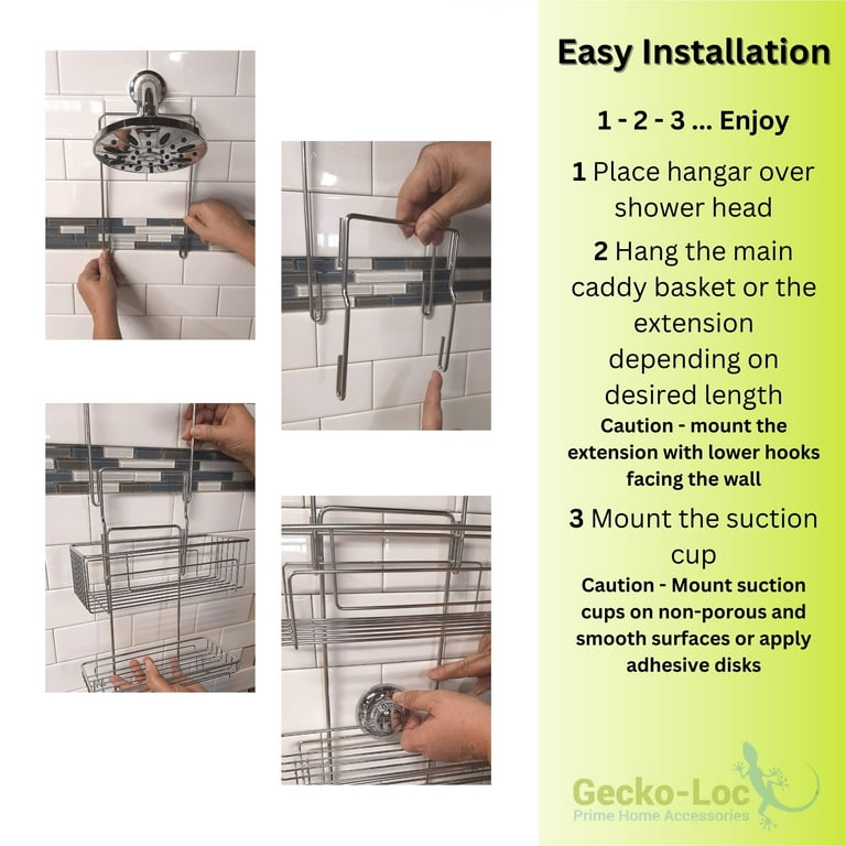 GeekDigg 3 Tier Hanging Shower Caddy - Suction Cups, Hooks
