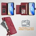 thumbnail image 4 of Decase Case for Google Pixel 9A, Wallet Phone Case Leather Stand Cover with Shoulder Strap, Wireless Charging,Winered, 4 of 8