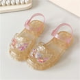 thumbnail image 2 of ZACPNCV Toddler Jelly Sandals Kids Girls Sequin Princess Shoes Closed Toe Summer Beach Flat Sandal with Ankle Strap Gold 3.5-4 Years, 2 of 7