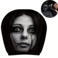 thumbnail image 3 of Scary Headrest Covers for Cars, 2 pcs Scary Face Headrest Cover, Breathable Polyester Spooky Ghost Face Auto Seat Protector for Halloween Car Decorations, 3 of 5