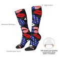 thumbnail image 4 of Xecao American With Lips print thigh-high socks, crafted for both men and women with a stretchy, high-opaque design perfect for daily wear, 4 of 6