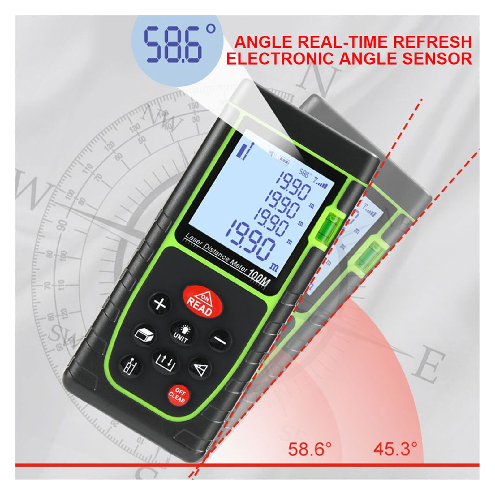 40m Digital Distance Meter Electronic Angle Sensor Rangefinder Promotions Tape Measure Instruments Tools