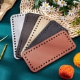 thumbnail image 2 of PU Leather Bag Bottom 7 x 3 Inch Rectangle Crochet Bag Bottom Shaper Knitting Bag Cushion Base with Holes for DIY Tote Handbag Shoulder Bags Purse Making Supply Earth Tone, 2 of 7