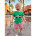 thumbnail image 5 of BemeyourBBs 2Pcs Toddler Baby Boy Summer Clothes Infant Baby Boys Summer Outfits Short Sleeve Watermelon in Truck Embroidery T Shirt Tops and Elastic Waist Pockets Plaid Shorts Set, 5 of 9