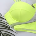 thumbnail image 5 of Fiomva Women's Push Up Bikini Sets Solid Color Low-cut Ladies Beach Swimsuits Swimwear V-neck Bikini Bathing Suit Summer, 5 of 9