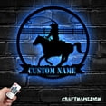 thumbnail image 3 of Craftnamesign Custom Cowboy Riding Horse Metal Wall Art LED Light, Custom Cowboy Name Sign, 3 of 5