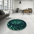 thumbnail image 4 of Ahgly Company Machine Washable Indoor Round Transitional Dark Cyan Green Area Rugs, 7' Round, 4 of 7