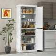 thumbnail image 4 of Gymax 72.5'' Kitchen Pantry w/4 Door 6-Tier Shelves Freestanding Modern Storage White, 4 of 10