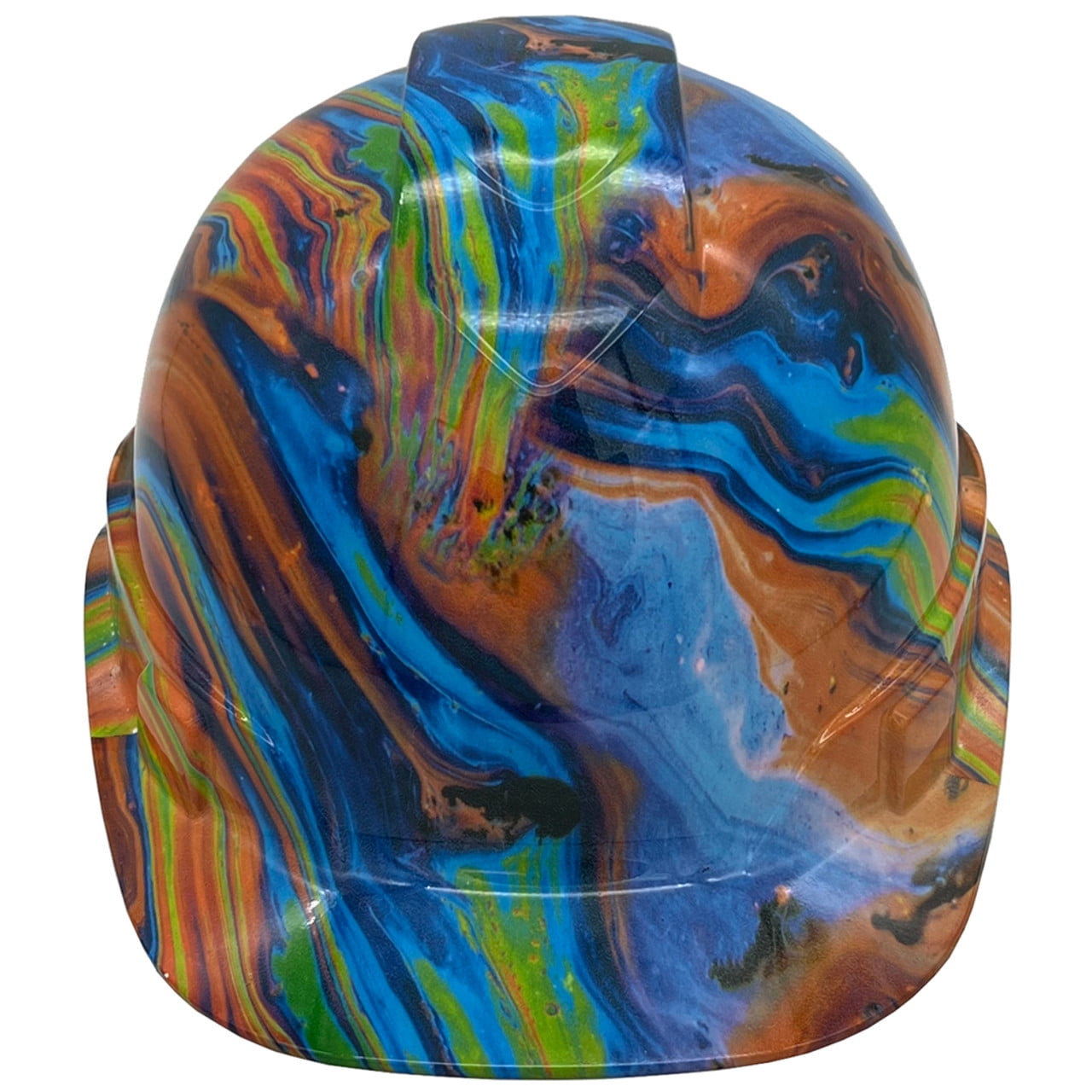 Oil Spill Design Hydro Dipped Hard Hats Cap Style Design with 4 Pt Suspension