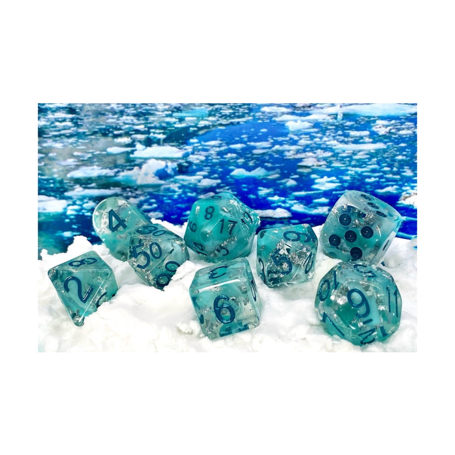 Role 4 Initiative Polyhedral Dice - Arctic Blast w/Blue (15) New