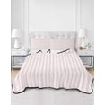 thumbnail image 2 of Quilts Twin Size Bedding Set, Pink Vertical Striped Lightweight Quilted Comforter, Farmhouse Thin Line Stripes Soft Reversible Bedspread Coverlet with Pillow Covers for All Season, 68" x 86", 2 of 7