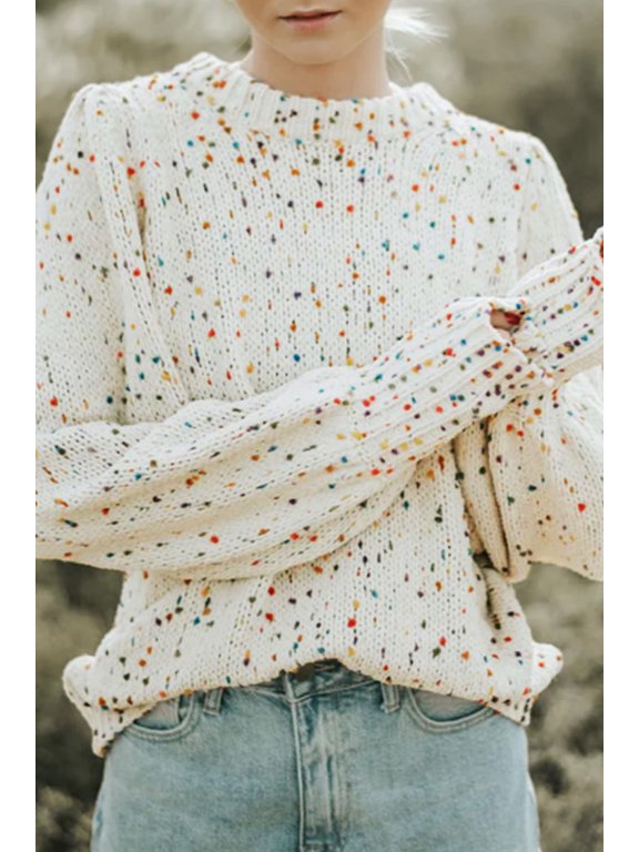 Chic Dot Cable Knit Sweater - Cozy Winter Essential