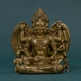 thumbnail image 6 of Handcrafted Three-Faced Mahakala Buddha Statue Vintage Brass 2.72in Protection & Power Unique Gift for Altar, 6 of 12