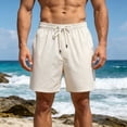 thumbnail image 3 of BRANROY Mens Athletic Casual Beach Shorts - Drawstring Short Pants for Men, Ideal for Running, Gym Workouts, and Beach Relaxation,Beige L, 3 of 7