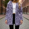 thumbnail image 2 of CharmCyan Women’s Long Sleeve Open Front Hooded Leopard Print Fleece Jacket with Pockets for Casual and Everyday Wear Purple L, 2 of 2