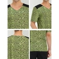 thumbnail image 6 of INSPIRE CHIC Men's Leopard Printed T-Shirt V Neck Short Sleeves Top XL Green Black, 6 of 6
