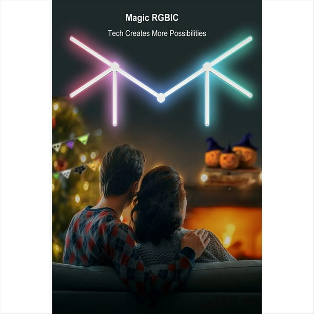 TuYa WIFI LED LáMpara de Pared Inteligente 5V USB Bar DIY AtmóSfera LED Luz MúSica Ritmo para TV RetroiluminacióN Dormitorio Juego(A)