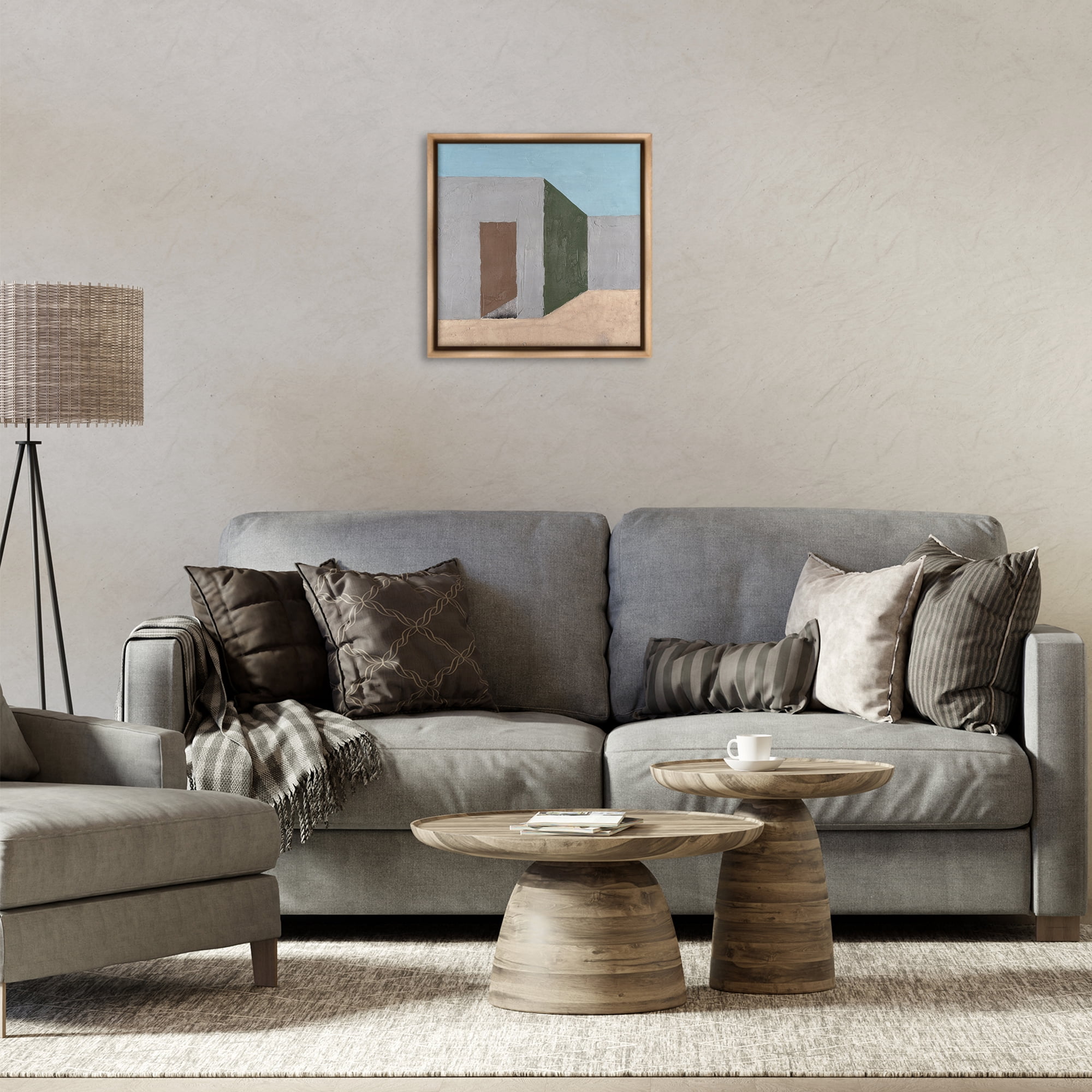 Stupell Industries Southwestern Adobe House Buildings & Architecture Painting Brown Floater Framed Canvas Art Print Wall Art, 18 x 18