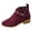 Wine, variant on Womens Boots Solid Color Chunky Heel Ankle Boots Comfortable Buckle Strap and Side Zipper Booties for Women 36