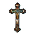 thumbnail image 2 of De Leon Collections Polyresin Tribal Beads with Feather and Turquoise Accent Hanging Wall Religious Cross D√©cor, 2 of 7