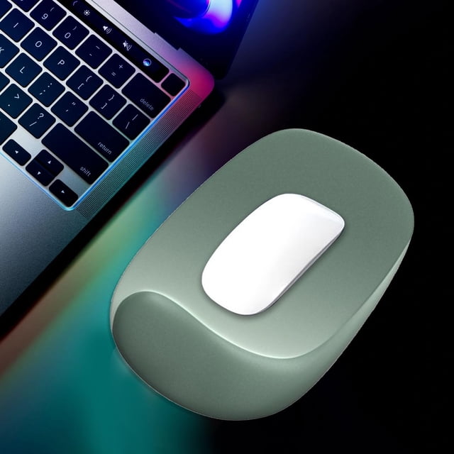 Ergonomic Mouse Pad with Gel Wrist Rest,Comfortable Mousepad with Smooth Wrist Support Surface Non-Slip PU Base for Pain Relief,Desk Accessories Mat for Computer,Laptop,Matcha Green