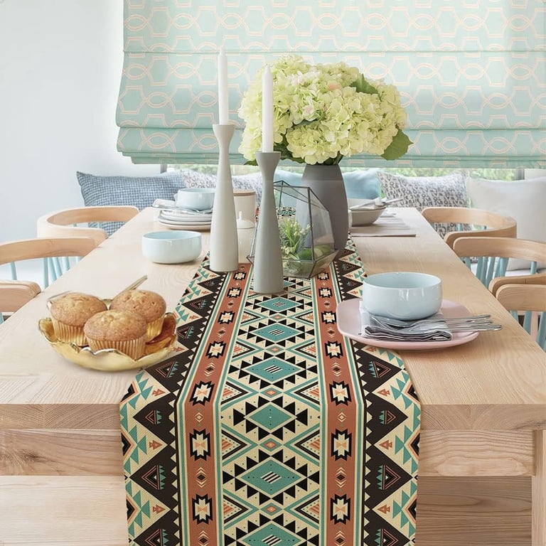 Boho Table Runner Southwestern Native Tribal American Ethnic Aztec ...