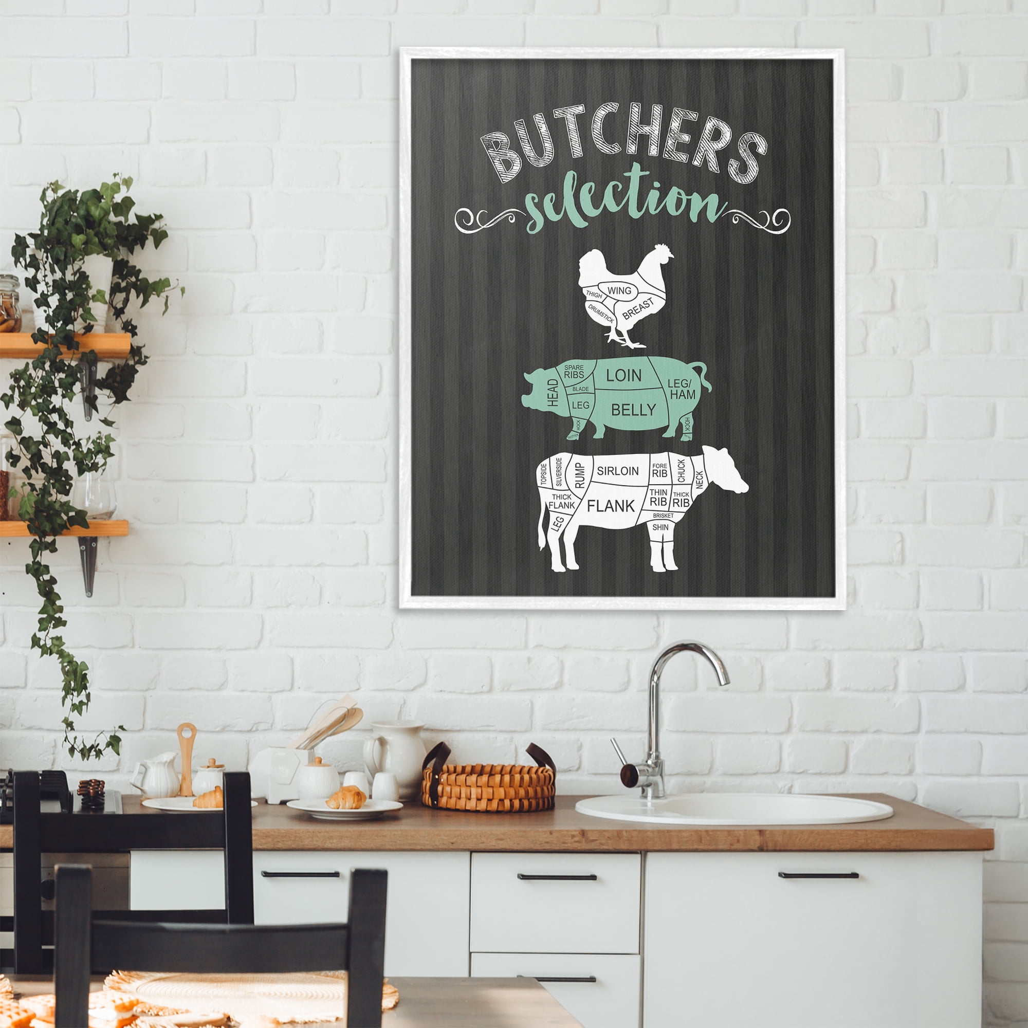 Butchers Selection Black & Green White Framed Giclee Art, design by Lettered and Lined